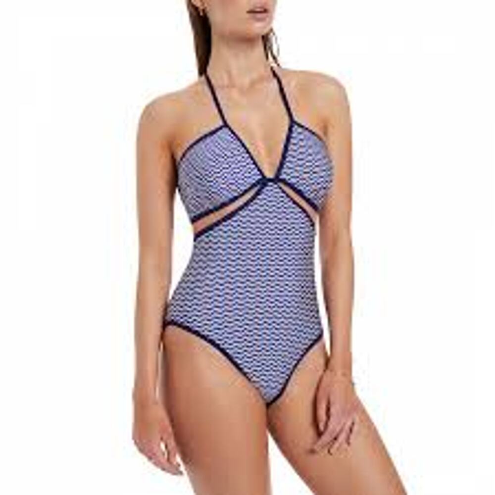 JETS AMOUDI CUT OUT ONE PIECE SWIMSUIT Navy White Sapphire S 4 Coastal Resort